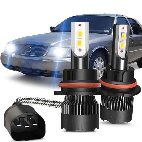 High Beam and Low Beam LED Headlight Bulb - Compatible with 1998 - 2005 Mercury Grand Marquis 1999 2000 2001 2002 2003 2004