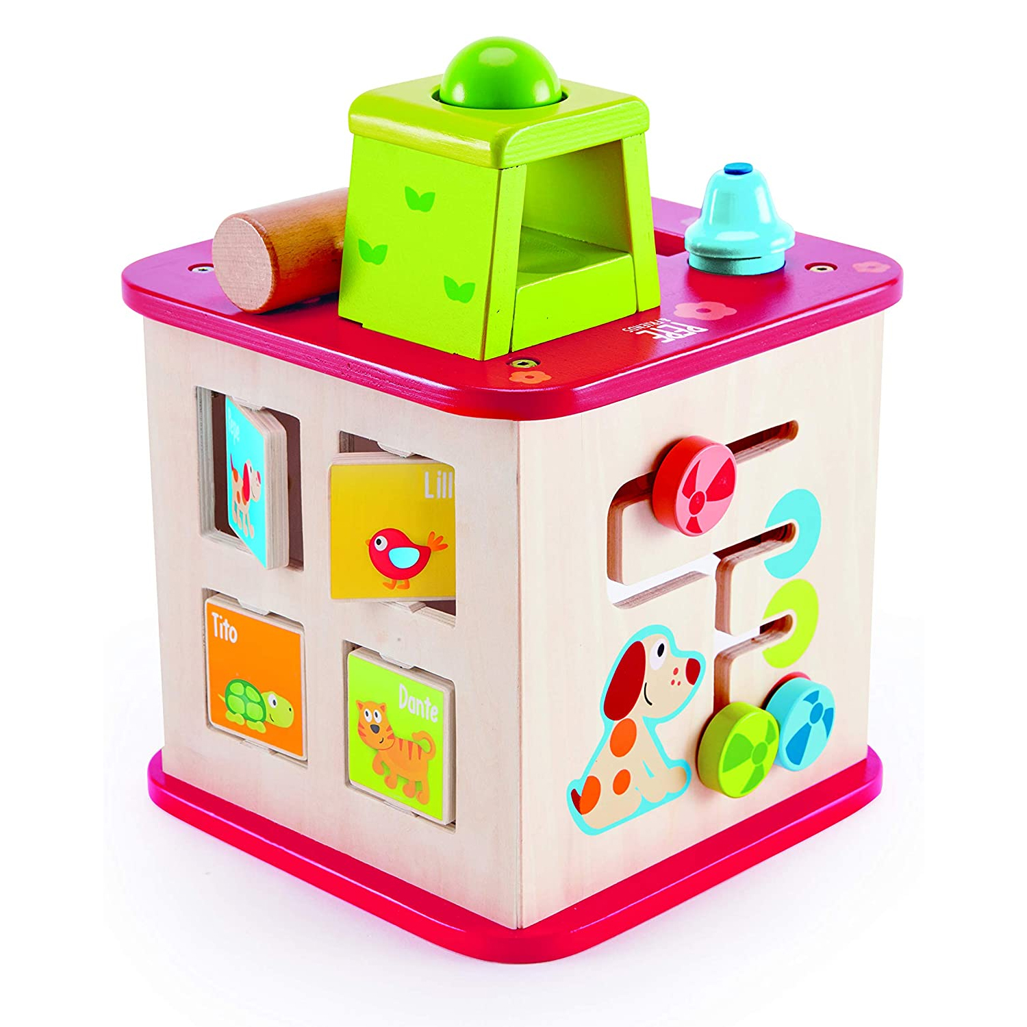 childs wooden activity cube