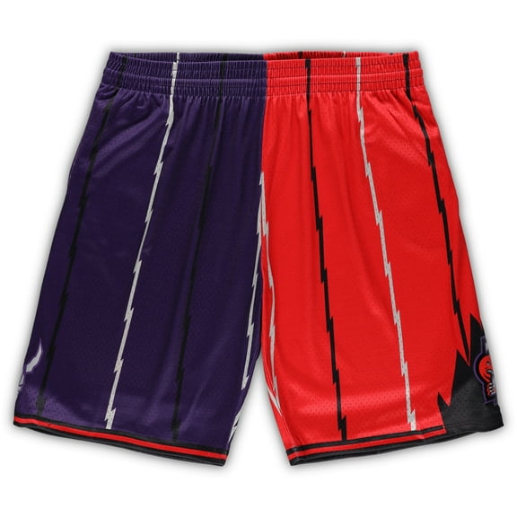 Men's Mitchell & Ness Purple/Red Toronto Raptors Big & Tall Hardwood Classics Split Swingman Shorts