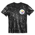 thumbnail image 2 of Girls Youth T.J. Watt Black Pittsburgh Steelers Sequin V-Neck Fashion Jersey, 2 of 3