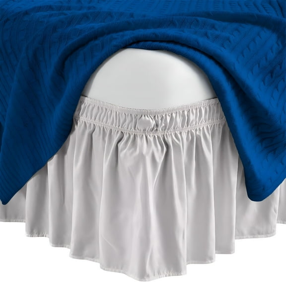 AUQ Wrap Around Bed Skirt 12"" Drop Easy Care Microfiber Made Bedskirts (Full-Light Grey)