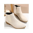 thumbnail image 5 of SIMANLAN Women Ankle Booties Comfort Chelsea Boots Side Zip Winter Boot Womens Breathable Block Heels Bootie Ladies Casual Ivory White 5.5, 5 of 9