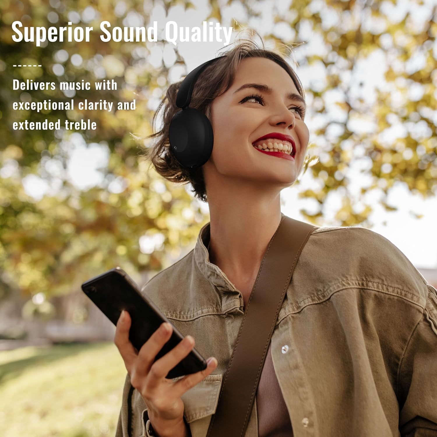 Swiifome Active Noise Canceling Headphones, over Ear Foldable Headphones with Mic, 60 Hours Play Time on Ear Bluetooth Headsets with Deep Bass, with HiFi Audio for Music