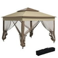 thumbnail image 2 of Outsunny 10.7' x 10.7' Pop Up Gazebo Outdoor Canopy Shelter with 2-Tier Soft Top & Removable Zipper Netting, Event Tent with Large Shade, Khaki, 2 of 9