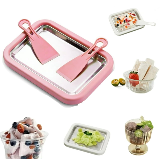 Kit de Machine à Crème Glacée Roulée, Plateau de Crème Glacée Roulée Fait Maison DIY 2026, Machine Instantanée de Fabrication de Rouleaux de Crème Glacée avec 2 Grattoirs pour la Maison, Plateau de Yogourt Glacé, Activité Familiale Amusante