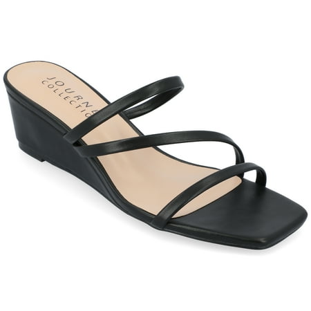 

Journee Collection Womens Takarah Crossover Strap Slip On Wedge Sandals