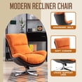 thumbnail image 2 of Dayalane Recliner Accent Chair Set of 2, Linen Upholstered Swivel Lounge Chairs with High Back, Reading Chair with Soft Foam Cushion, Rocker Chair for Living Room, Bedroom, Office, Orange, 2 of 9
