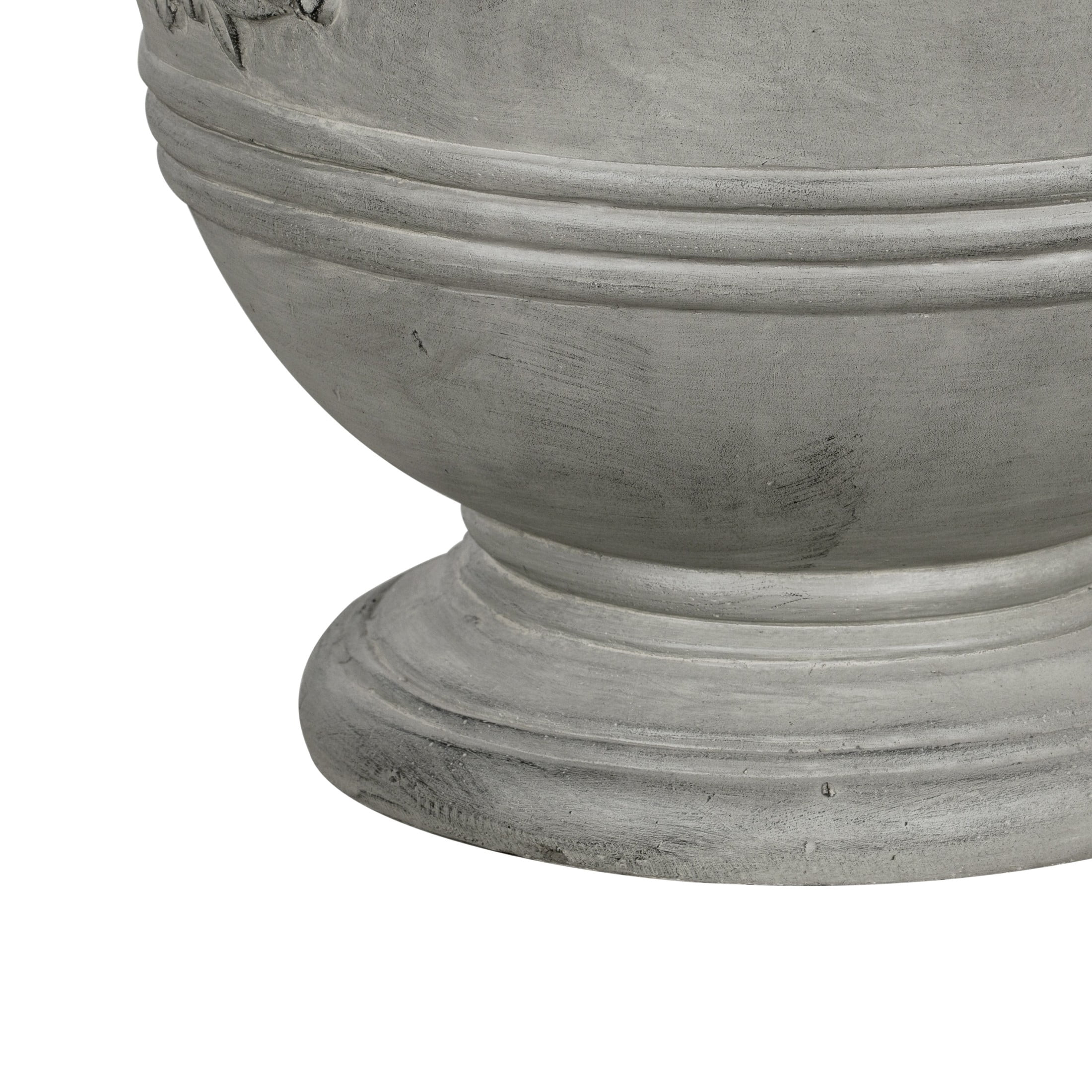 Christopher Knight Home 18" Classical Pedestal Urn Planter, Outdoor Garland Carved Flower Pot, Gray