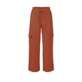 thumbnail image 4 of Women's Pants Womens Plus Size Pants Women's Pants Wide Leg Pant Drawstring Casual Corgo Trousers With Pockets Orange Xxl, 4 of 5