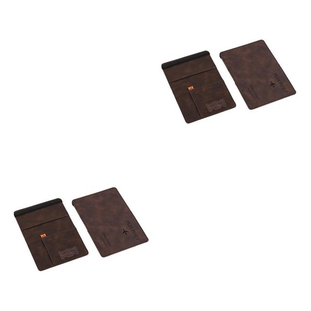 Jumpingount Porta pasaporte de viaje RFID, billetera de mano, organizador de tarjetas elaborado compacto, funda Universal Unisex para café Café 2piezas