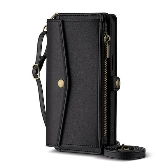 Case For IPhone 16/16 Pro/16 Plus/16 Pro Max, Leather Flip Card Holding Cover Portable Crossbody Strap Cell Phone Case