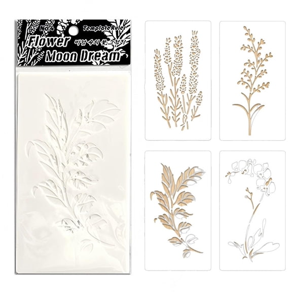 4 Pcs Leaves Drawing Templates Stencils Flowers Stencils Painting Stencils
