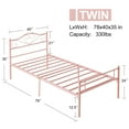 thumbnail image 4 of VECELO Twin Size Metal Bed Frame with Victorian Style Headboard and Footboard, 12.6 Inch Platform Bed Frame with Metal Slats Support, Modern Heavy Duty Mattress Foundation, No Box Spring Needed, Pink, 4 of 8