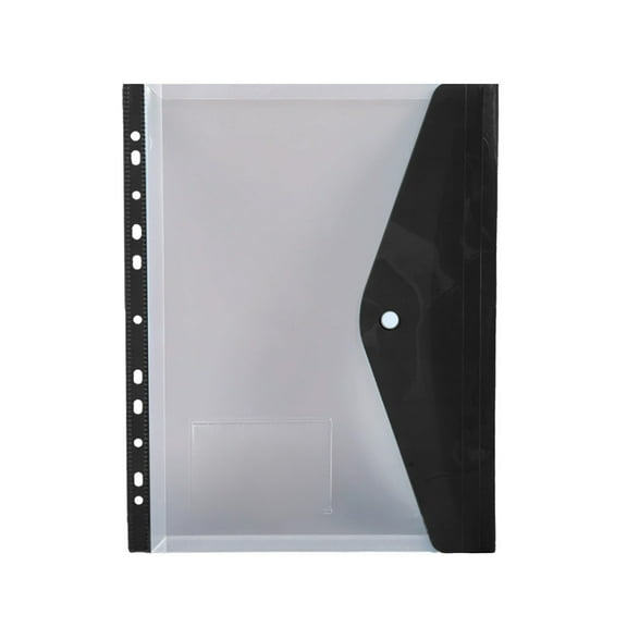 A4 Loose Leaf File Pouch, 11 Hole Transparent File Pouch, Multicolor Plastic Document Storage Bag with Snap Button, Durable Lightweight Office Binder Folder Organizer