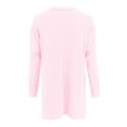 thumbnail image 4 of Womens T Shirts Tops Autumn And Winter Comtable Round Neck Long Sleeve Long Pocket Puff Sleeve Print Ladies Casual Blouse,Pink,M, 4 of 5