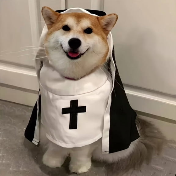 Funny Pet Costume for Cats and Small Dogs, Cute Cat Nun Outfit for Party, Photo Props & Halloween Dress-Up, Pet Clothing for Medium and Small Pets