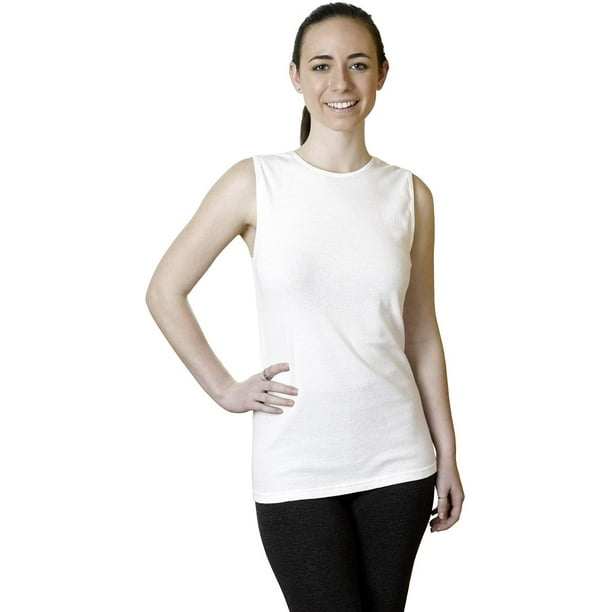 Rosette T-shirt Sans Manches Femme - Coton Col Haut, design Épaule Pleine