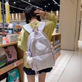 thumbnail image 4 of Plaid Stripe School Backpack, Waterproof Laptop Backpack with Pendant, Nylon Lightweight Bag for Travel Work College, Purple, 4 of 8