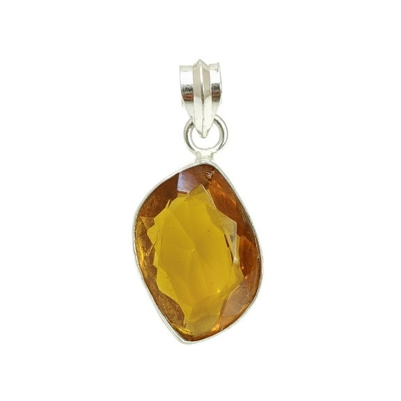 SATYAVIE JEWELLERY 925 Sterling Silver Honey Quartz Pendant Handmade Silver Statement Jewelry Gemstone Pendant for Women