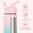thumbnail image 4 of Daluvenix 12oz Insulated Kids Water Bottle with Straw and Carry Handle, Leak-Proof BPA-Free Stainless Steel Bottle, Gradient Pink Blue, 4 of 10