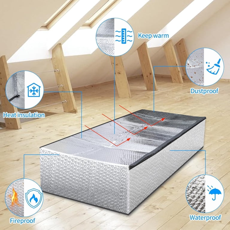 Souroyea Attic Stairway Insulation Cover - 25 X 54 X 11 With Zipper & Thick Aluminum Foil For Heat, Cold, Moisture & Dust