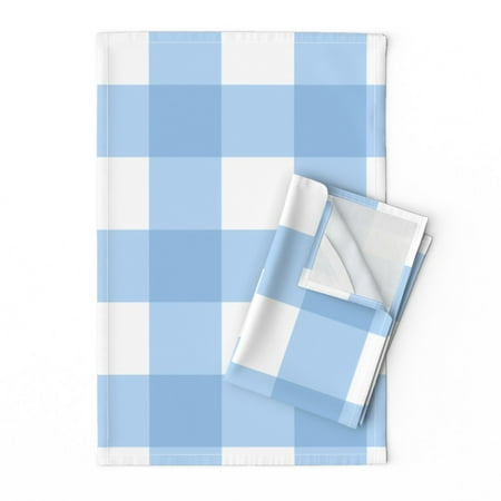 

Printed Tea Towel Linen Cotton Canvas - Large Buffalo Check Light Blue Nursery Plaid Baby Boy Picnic Gingham Shabby Chic Modern Print Decorative Kitchen Towel by Spoonflower