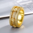 thumbnail image 1 of Anillo giratorio de acero y titanio con incrustaciones de circonio para hombre y mujer, joyería de regalo de cumpleaños para pareja y amigos, tendencia 2023, 1 of 5