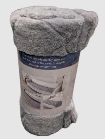 Brentwood Protective Sofa Overlay with Waterproof Backing, Non-Slip Bottom, Machine Washable, 28" x 72", Gray