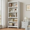 thumbnail image 5 of GAOMON Bookcases, White, 71.3" Tall, Narrow 5-Tier Bookshelf, Adjustable Shelves, Wooden Legs, Space-Saving Vertical Storage, Farmhouse Style, 5 of 8