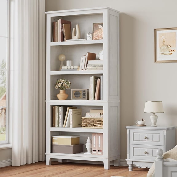 M optimized 71" Tall Bookshelf, Modern Wooden 5 Tier Bookcase with 3 Adjustable Shelves, Large Floor Standing Display Shelf for Living Room, Bedroom, Office