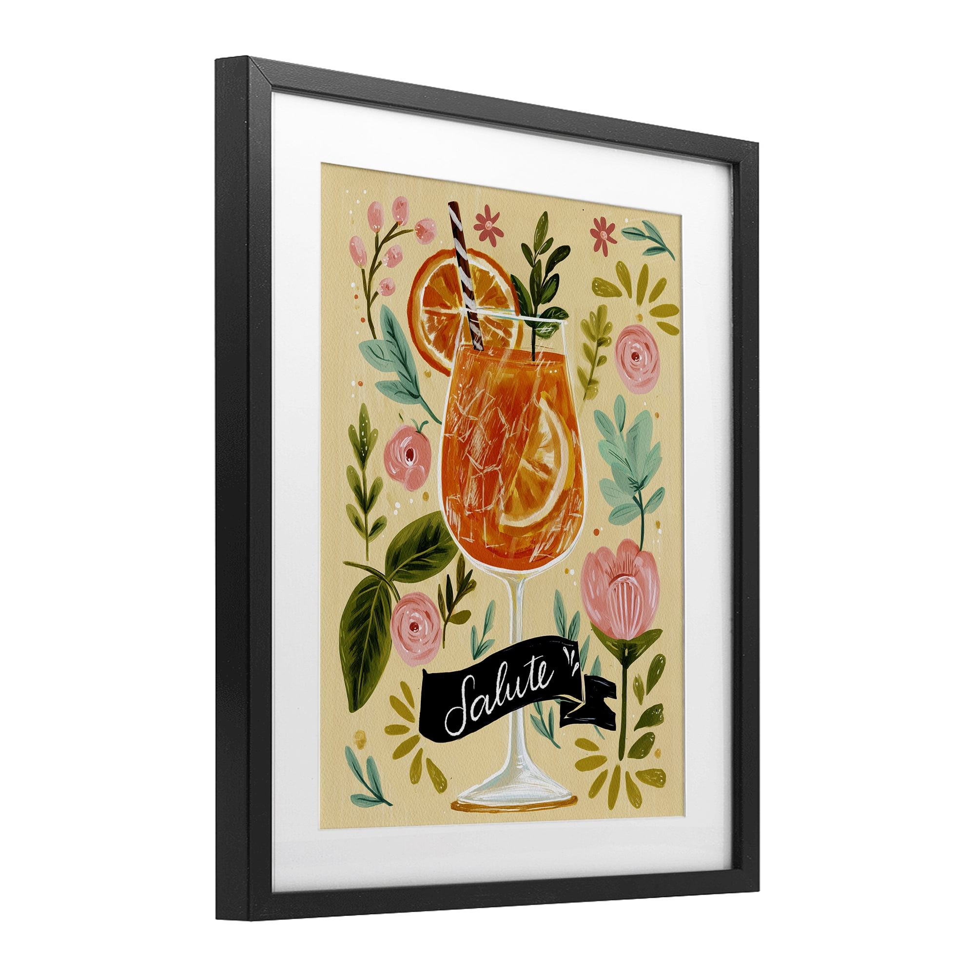 Stupell Industries Salute Citrus Cocktail Black Framed Print Under Glass, design by Yen