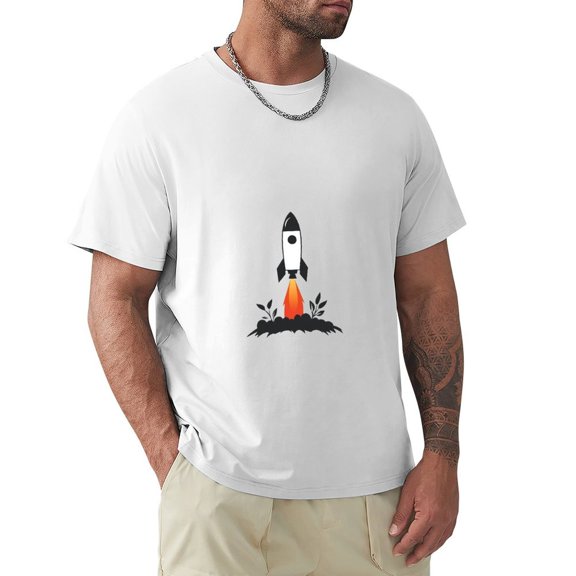 Hanmun Men's Rocket Launching T-Shirts Short Sleeve Cotton Round Crew Neck Moisture Wicking USA
