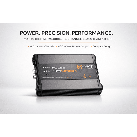 Marts Digital MXS 400X4 4-Channel Car Audio Amplifier – Class D, Compact Design