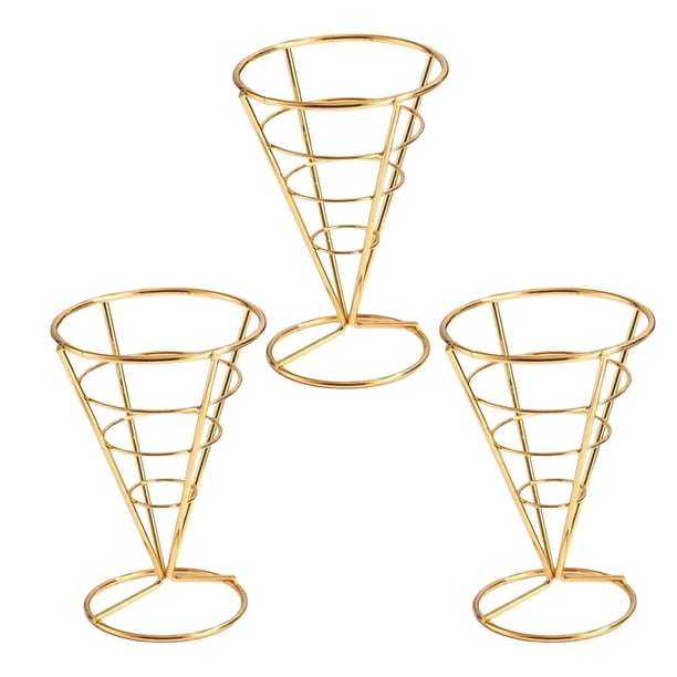 Soportes de acero inoxidable para conos de helado, papas fritas, exhibición de conos de comida para waffles, pizzas, charcutería, artículos para fiestas de restaurantes y cocinas.