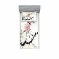 thumbnail image 2 of Ambesonne Flower Fitted Sheet & Pillow Sham Set, Watercolor Art, Queen, Pink Black, 2 of 3