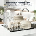 thumbnail image 3 of Tomorotec 21" x 15.5" Roll Up Dish Drying Rack Over Sink Drying Rack Sink Cover Kitchen Sink Accessories Gadget Multipurpose Organizer Foldable Stainless Steel Drainer, 3 of 7