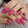 thumbnail image 4 of 24 uñas postizas brillantes de color rosa oscuro, tipo ataúd, acrílicas, de cobertura completa, artificiales, con adhesivo UV., 4 of 6