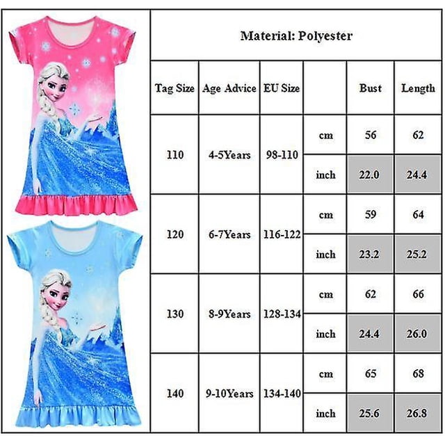 Frozen Elsa ropa de dormir vestido ni?os ni?a plisado princesa camisón pijama Pjs ZefeiWu 8390615431330