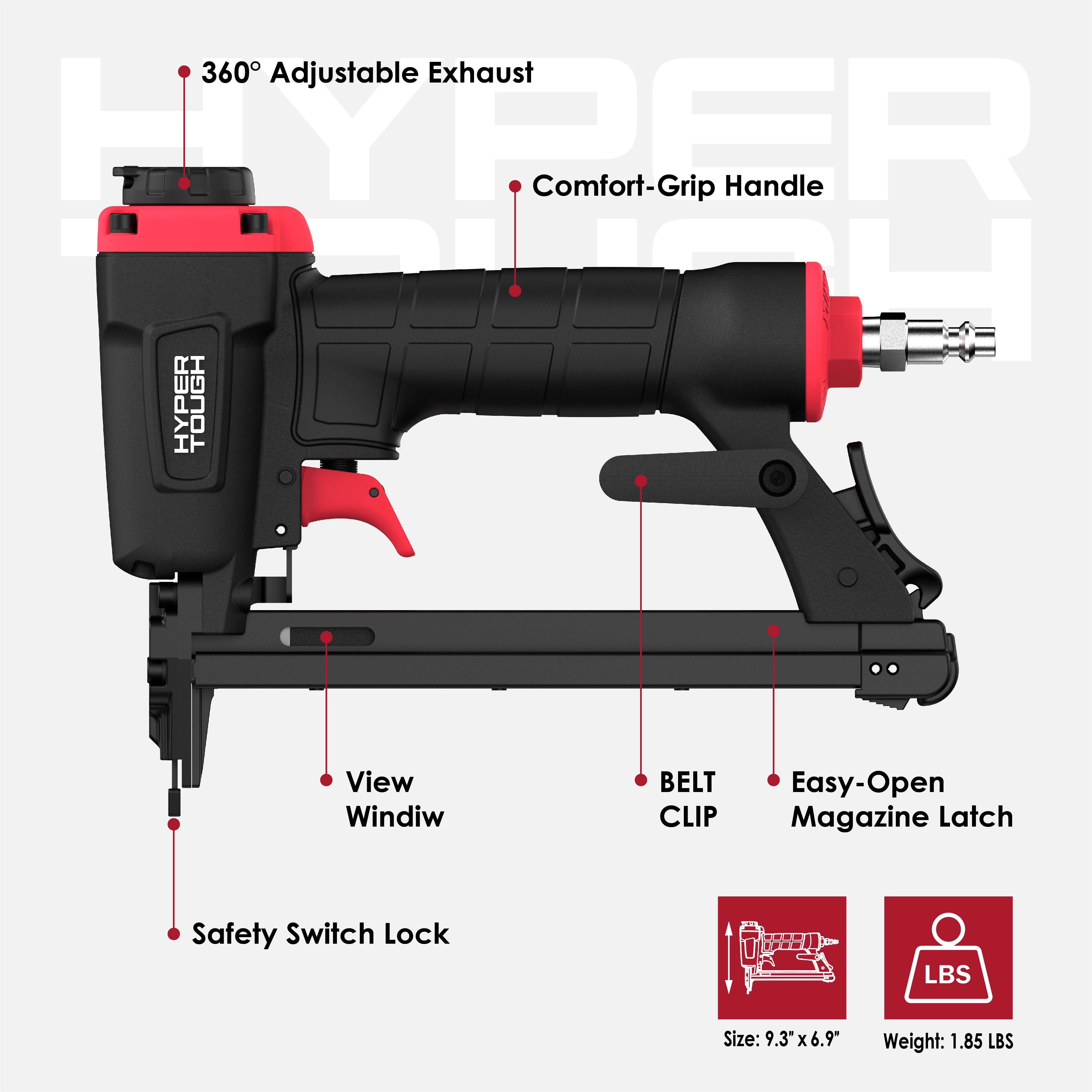 Hyper Tough 20-Gauge 7/16 inch Pneumatic Wide Crown Stapler