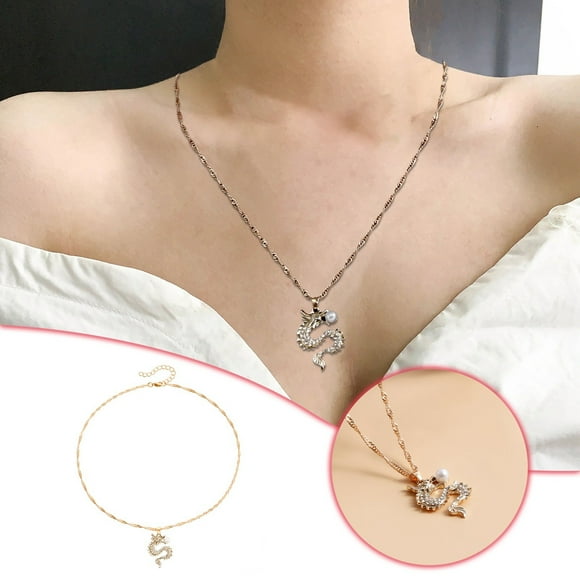 iTNHFP Custom Necklace for Women 2024 Zodiac Sign Of The Birth Year Of The Domineering Micro Encrusted Pendant Necklace Fashionable Imitation Pearl High End Necklace
