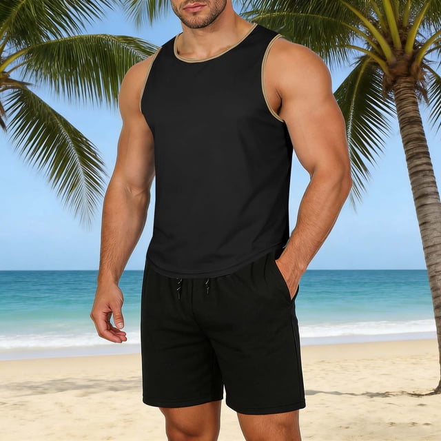Ceisia Men's Casual Athletic Tank Top & Shorts Sets | Breathable Sleeveless Workout Outfits | Summer Beach Sportswear Gift