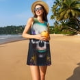thumbnail image 3 of Naloa Modern Abstract Colorful Skull C Print Women's Summer Spring Casual Beach Sundress,Vacation Sleeveless Tank Crewneck Loose Dresses, 3 of 7