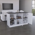thumbnail image 3 of Modern Kitchen Island with Large Countertop, Open Shelves & Double Door Cabinet, 59”W | White & Onyx | Engineered Wood, 3 of 8