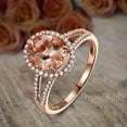 thumbnail image 2 of Limited Time Sale 1.50 carat Oval Cut Morganite and Diamond Halo Engagement Ring in 10k Rose Gold, 2 of 3