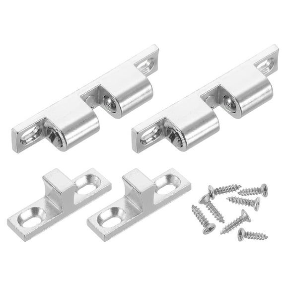 Uxcell 2Pcs Cabinet Latch Double Roller Catch, Lock Stop Catch Clamp Cabinet Closer Magnetic Closure Hardware for Cabinet Kitchen Closet Doors, Silver