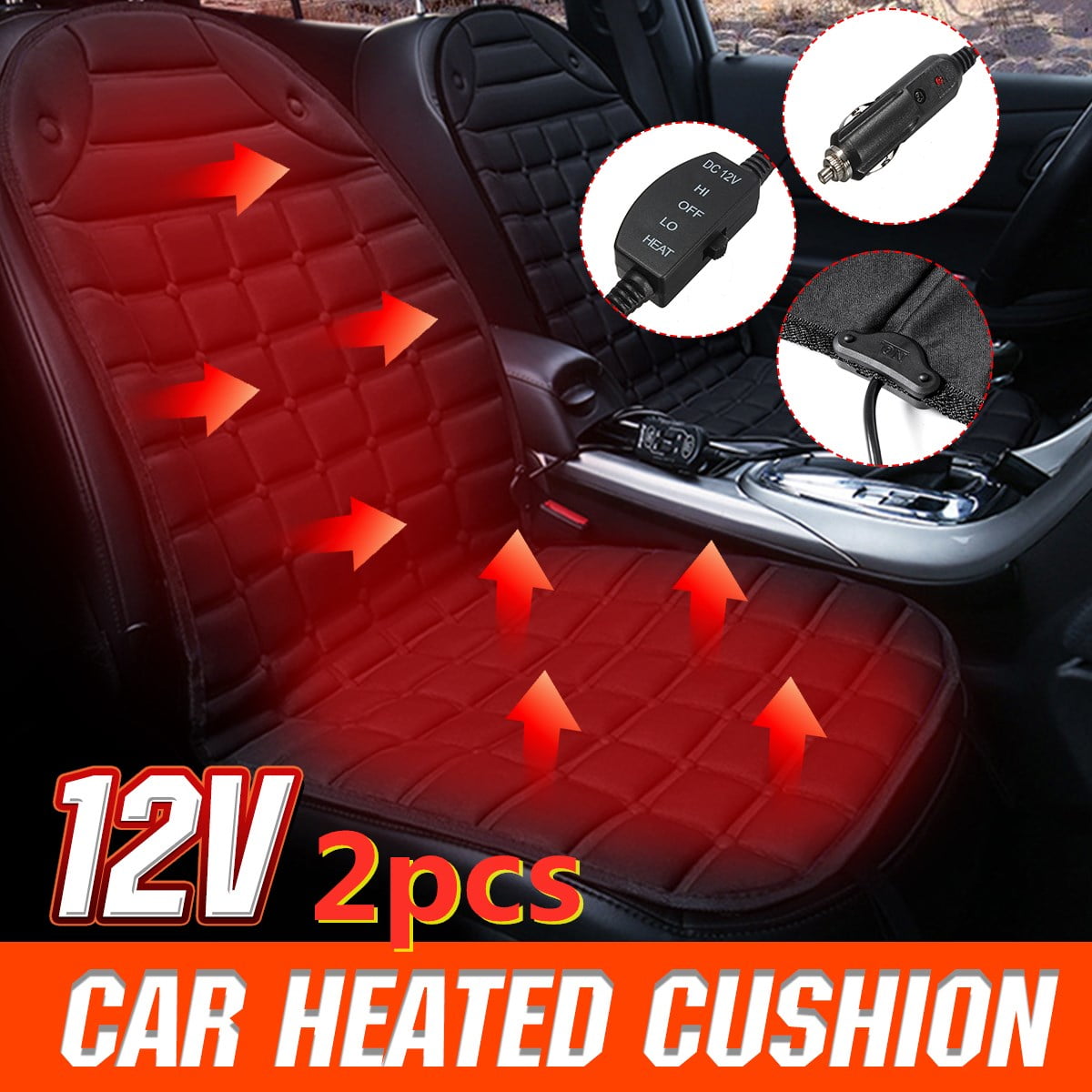 Universal Heated Car Seat Cover Cushion For Truck Van 12V Heating Warmer Pad