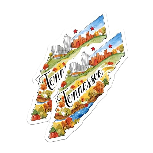 (2 Pack) Tennessee State Landmark Magnets - Scenic Souvenir Magnet - Tennessee Map Fridge Magnet - 5" On Longest Side - for Cars, Fridges, Toolboxes - Made in USA - MAG6305