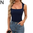thumbnail image 1 of 2025 New Amazon Summer New Women'S Square Neck Sleeveless Double Layer Vest Basic Tight T-Shirt, 1 of 1