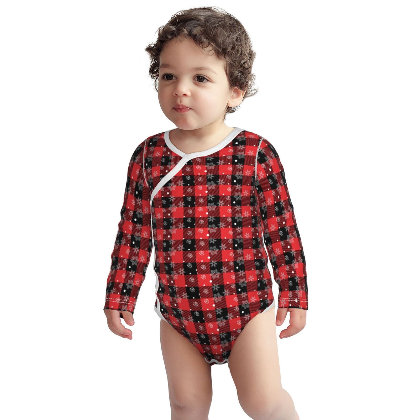 Xecao Christmas With Snowflakes Print Baby unisex-baby Cotton Long-sleeve Bodysuits-18 Months