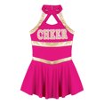 thumbnail image 4 of vastwit Tenue d'Uniforme de Cheerleading pour Filles Sans Manches Robe à Imprimé de Lettres Costume de Performance de Danse Rose Vif 16, 4 of 7